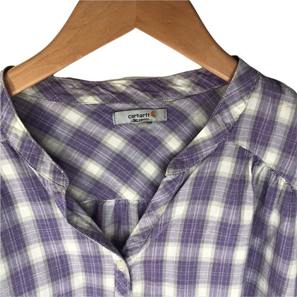 Carhartt for Women Plaid Tartan Blouse Button Up Shirt Top - Picture 3 of 12